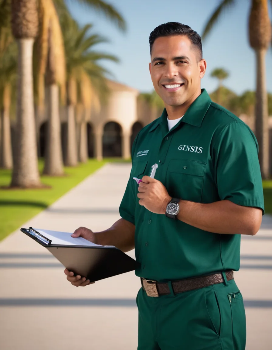 Supervisor de cuadrilla Genesis Lawn Care en propiedad comercial